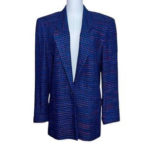 Vintage Emil Rutenberg Womens 100% Silk Tweed Blazer Jacket Handwoven Boxy Fit S